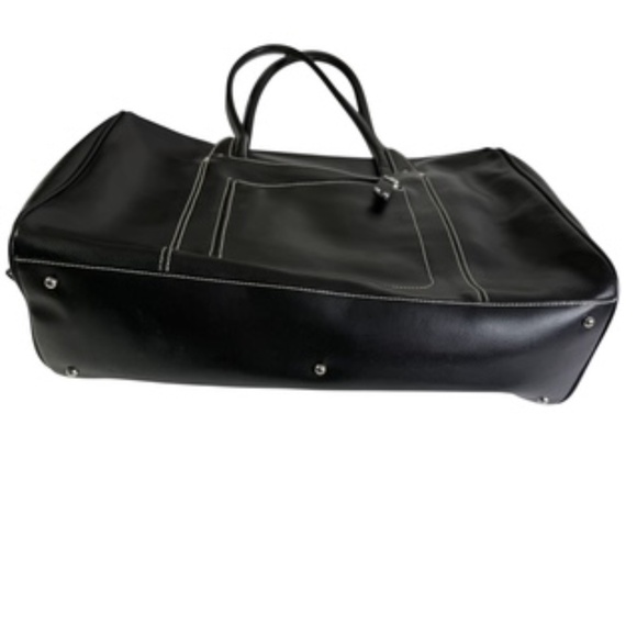 NWOT Franklin Covey Black Large Leather Tote Wristlet Key Fob Lots of Pockets - Picture 9 of 13